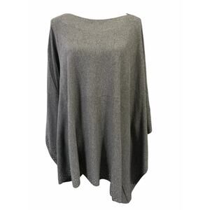 Chico's NEW Women's 3% Cashmere Blend Gray Pullover Poncho Sweater Sz L/XL Studs